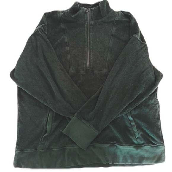 Aerie/ dark green 1/4 zip sweatshirt/ Pullover/ Oversized/ Size US XL - Picture 2 of 8